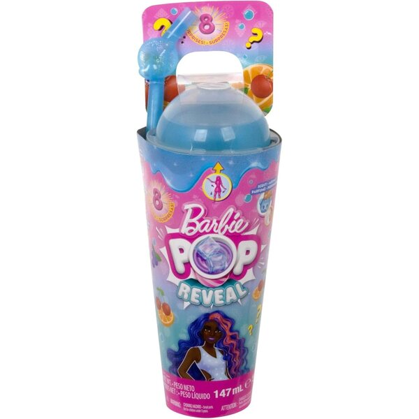 Barbie Pop Reveal Fruit mit 8 Überraschungen, blauen Haaren, fruchtigem Duft und Accessoires