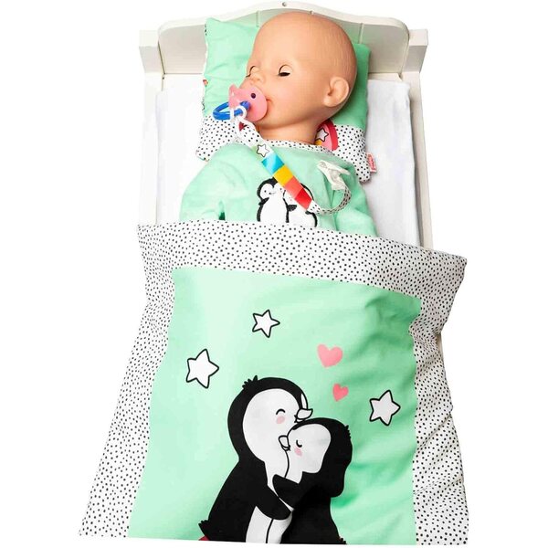 Heless Strampler Pinguin Design in Softvelours per Bambole 35-45 cm