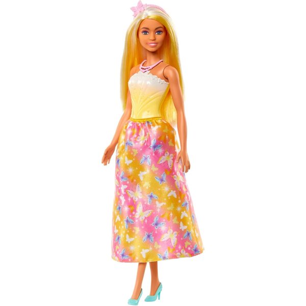Barbie Royal mit gefärbten Haaren, Accessoires und Kleid mit Schmetterlingsmotiv