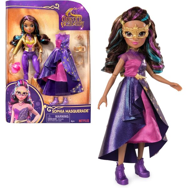 Unicorn Academy Deluxe Knöchelpuppe Sophia 24 cm mit 2 Outfits und Accessoires für Kinder