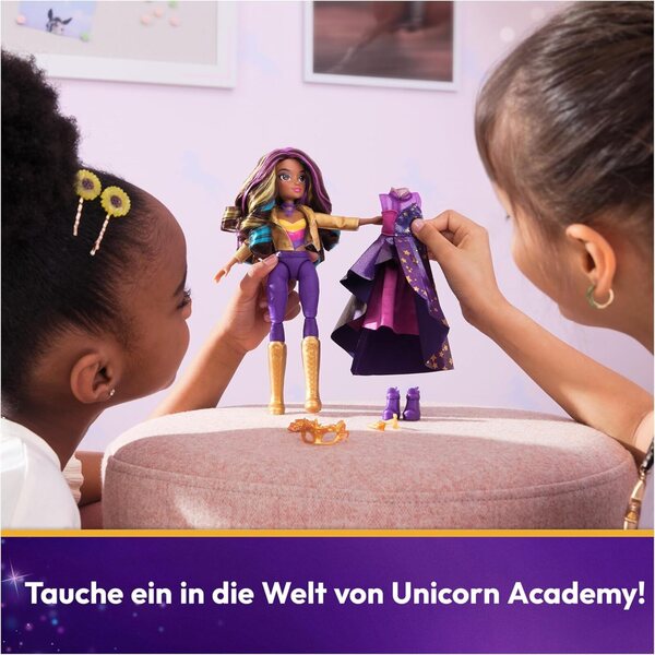 Unicorn Academy Deluxe Knöchelpuppe Sophia 24 cm mit 2 Outfits und Accessoires für Kinder