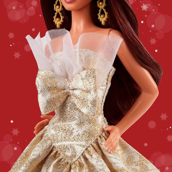 Barbie Signature 2025 Holiday mit Silber- und Goldkleid, elegante Sammlerpuppe