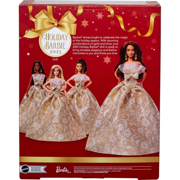 Barbie Signature 2025 Holiday mit Silber- und Goldkleid, elegante Sammlerpuppe
