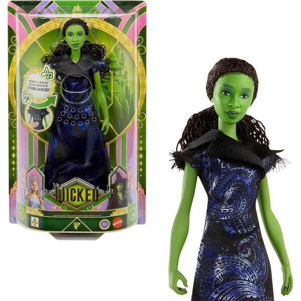 Mattel Elphaba Puppe singt For Good aus dem Film Wicked mit abnehmbarem Kleid