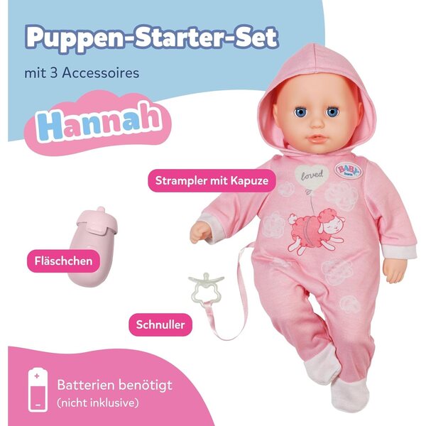 BABY Born Hannah Poupée Interaktiv mit 5 Funktionen, weichem Körper, inklusive Zubehör