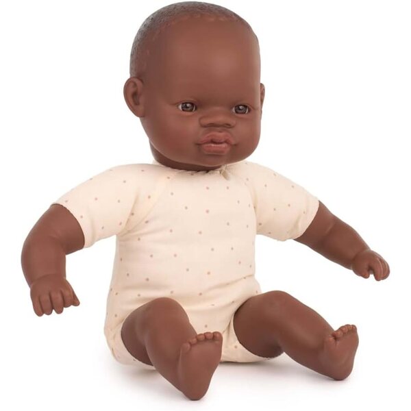 Afrikanische Miniland-Puppe, 32 cm, weicher Körper, in Stoff-Geschenkbox