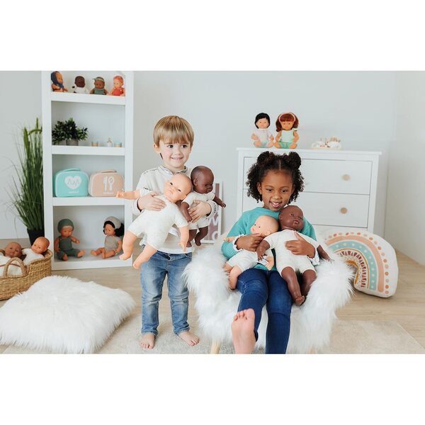 Afrikanische Miniland-Puppe, 32 cm, weicher Körper, in Stoff-Geschenkbox