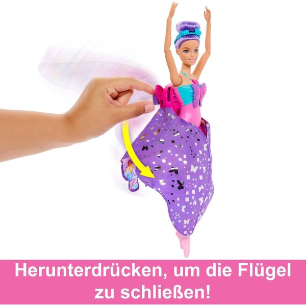 Barbie-Puppe mit 2-in-1-Ballerina- und Schmetterlingstransformation mit beweglichen Flügeln