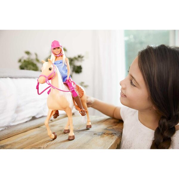 Barbie bambola con cavallo e accessori da equitazione, gioco per bambini 3+ anni