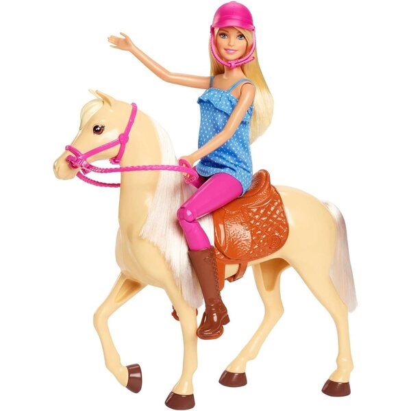 Barbie bambola con cavallo e accessori da equitazione, gioco per bambini 3+ anni