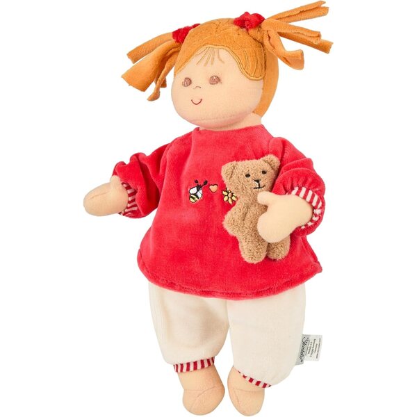 Sterntaler Spielpuppe Magdalena with Integrated Rassel за бебета, 33 см, червено/бежово