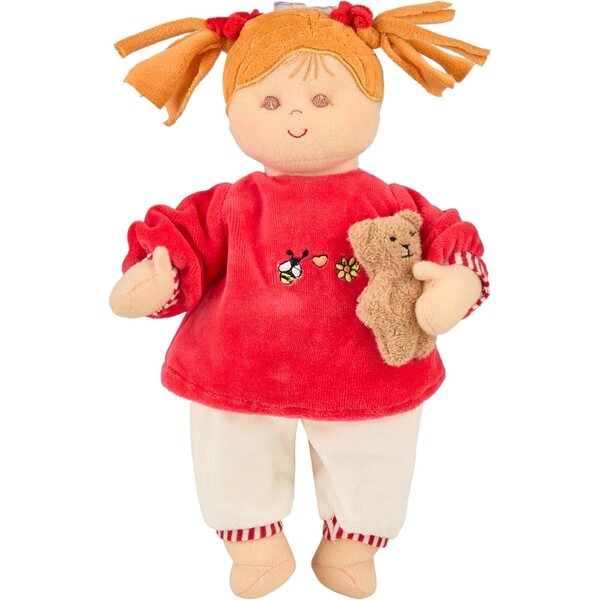 Sterntaler Spielpuppe Magdalena con Rassel Integrata per Neonati, 33 cm, Rosso/Beige