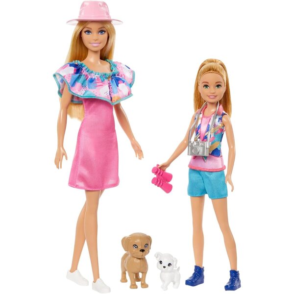 Barbie und Schwester Stacie Set mit Sommeraccessoires, Spielzeug für Kinder ab 3 Jahren
