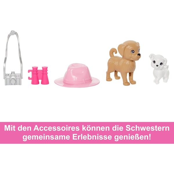 Barbie und Schwester Stacie Set mit Sommeraccessoires, Spielzeug für Kinder ab 3 Jahren
