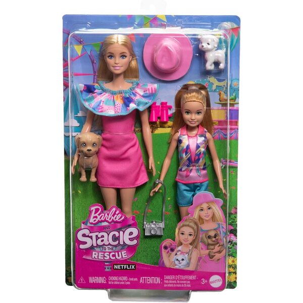 Barbie und Schwester Stacie Set mit Sommeraccessoires, Spielzeug für Kinder ab 3 Jahren