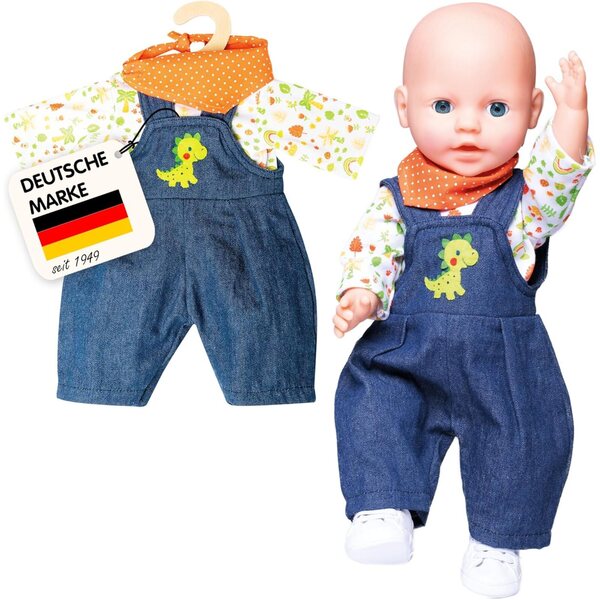 Heless Set Abbigliamento per Bambole con Design Dinosauri 3 Pezzi 28-35 cm