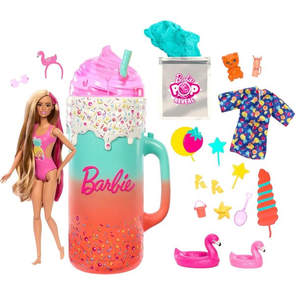 Barbie Pop Reveal Rise & Surprise mit über 15 Überraschungen und Strandaccessoires