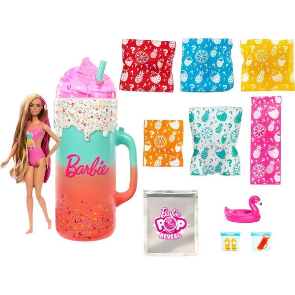 Barbie Pop Reveal Rise & Surprise mit über 15 Überraschungen und Strandaccessoires