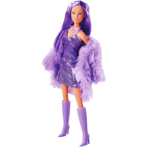 Steffi Love Fluffy 29cm - Bambola alla Moda con Vestito e Giacca in Pelliccia, Accessori Trend