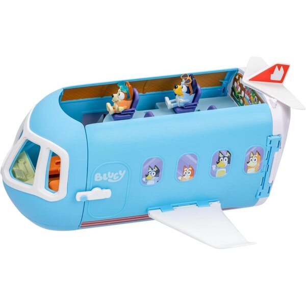 Bluey 3-in-1 erweiterbares Flugzeugspiel: Flugzeug, Hotel und Boot, über 25 Sounds, 15 Zubehörteile