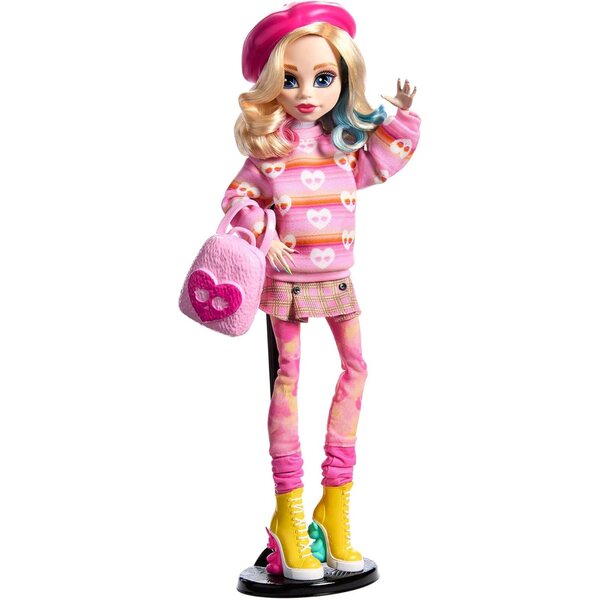 Monster High Enid Sinclair Bambola con Berretto e Zaino Rosa, Accessori Originali HXJ05