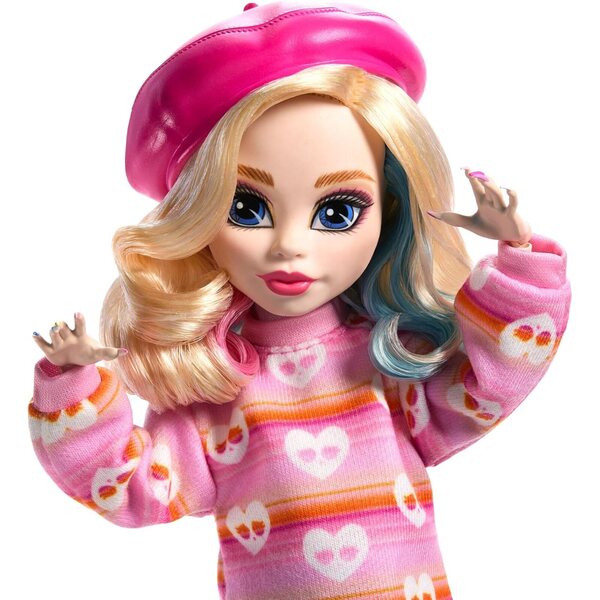 Monster High Enid Sinclair Bambola con Berretto e Zaino Rosa, Accessori Originali HXJ05