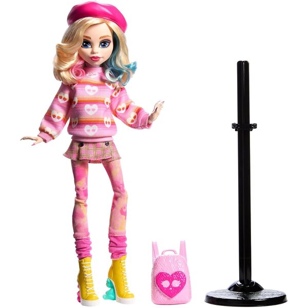 Monster High Enid Sinclair Bambola con Berretto e Zaino Rosa, Accessori Originali HXJ05
