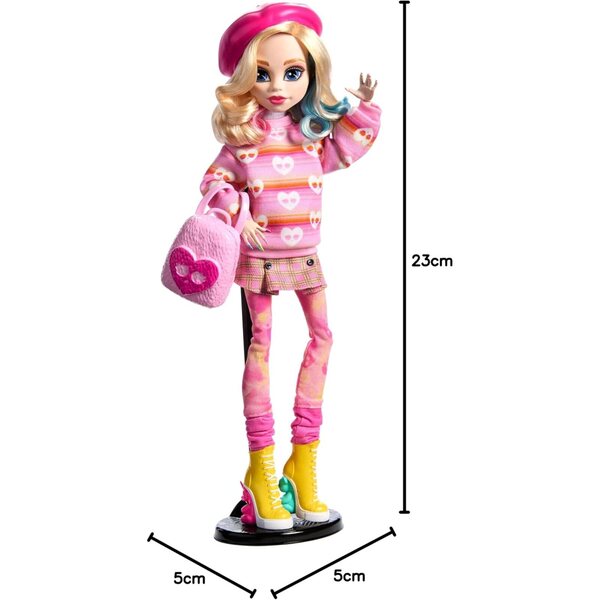 Monster High Enid Sinclair Bambola con Berretto e Zaino Rosa, Accessori Originali HXJ05