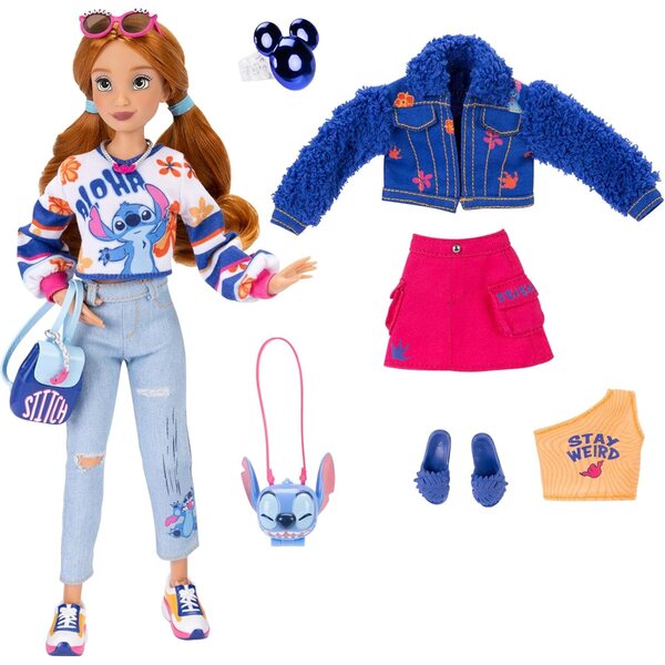 Disney ILY 4EVER Stitch-Puppe mit roten Haaren und Mix & Match-Kleidung, 29 cm