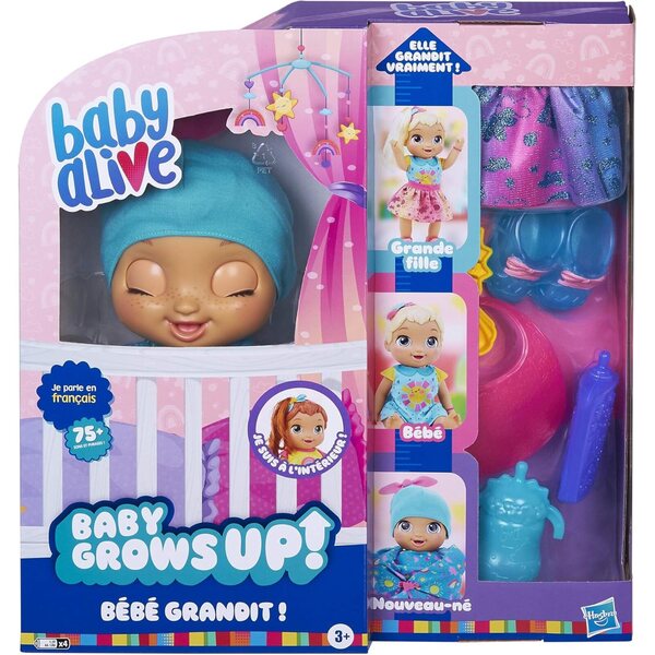 Baby Alive Baby Grows Up: Puppe, die mit dem mitgelieferten Zubehör wächst, spricht und überrascht