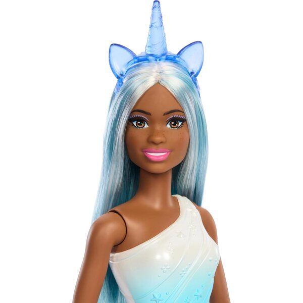 Barbie Fantasy Einhorn-Puppen mit bunten Haaren, magischen Outfits und Accessoires