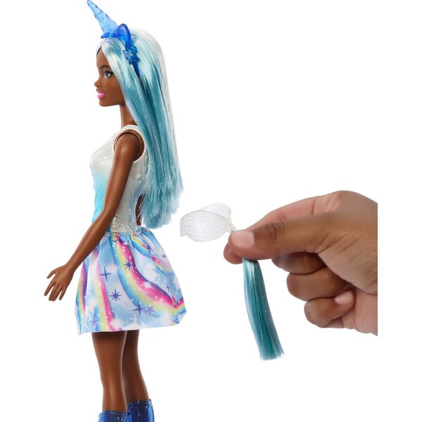 Barbie Fantasy Einhorn-Puppen mit bunten Haaren, magischen Outfits und Accessoires