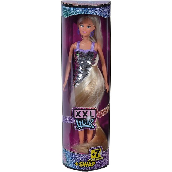 Steffi LOVE XXL Poupée Moda con Capelli Lunghi e Abito Paillettes Effetto Arcobaleno