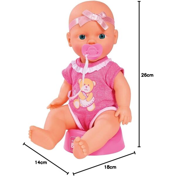 Simba New Born Baby Puppe 30cm con Funzioni di Bere e Fare Pipì – Accessori Inclusi