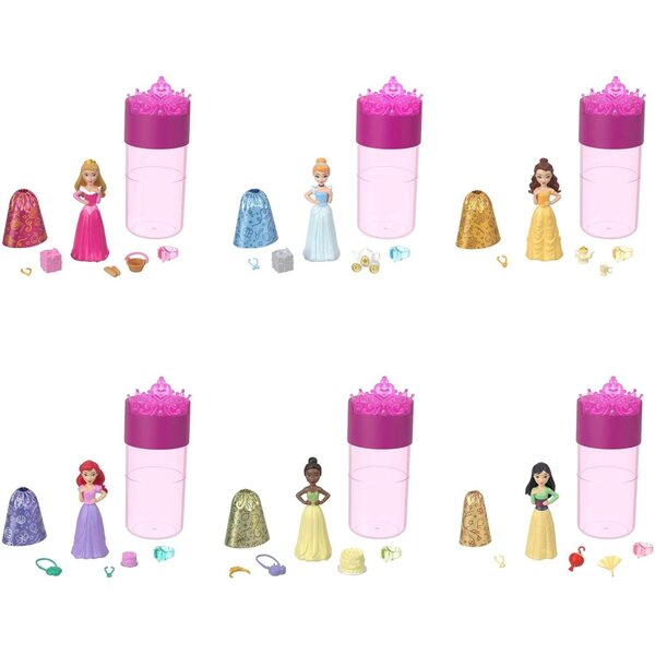Mattel Disney Princess Party Edition Color Reveal con 6 Sorprese per Bambini 3+