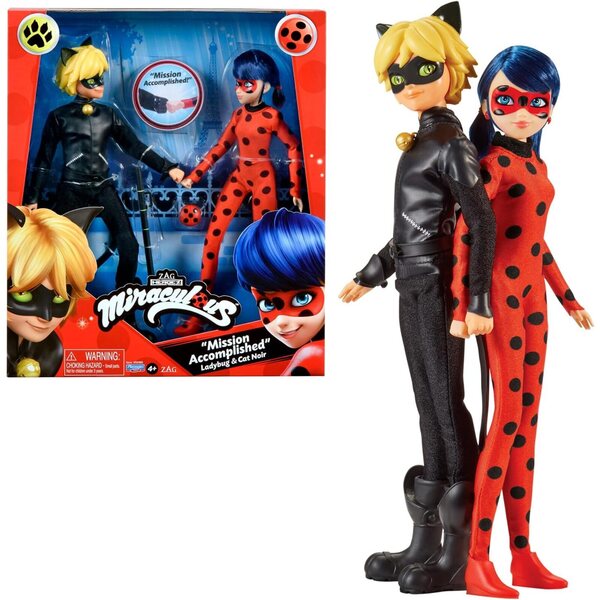 Miraculous Ladybug und Cat Noir 26 cm – Set mit 2 offiziellen Gelenkpuppen für Kinder