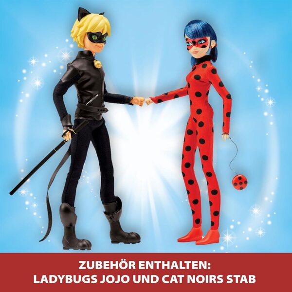 Miraculous Ladybug und Cat Noir 26 cm – Set mit 2 offiziellen Gelenkpuppen für Kinder