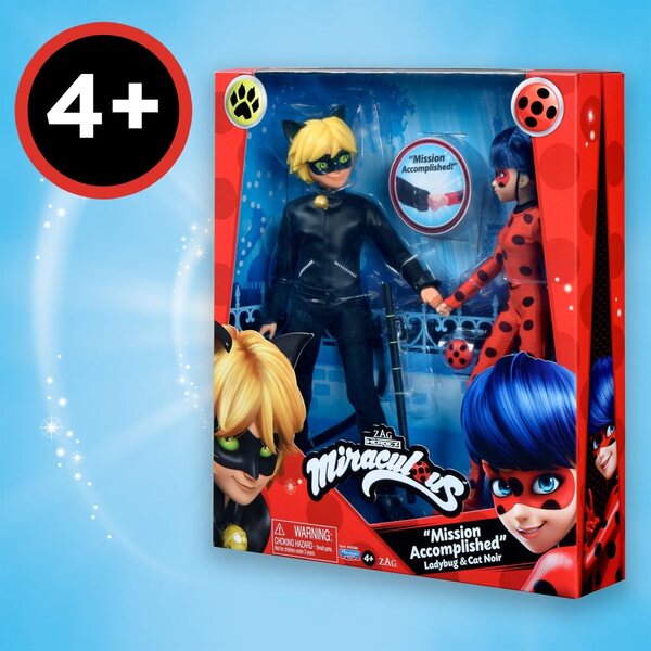 Miraculous Ladybug und Cat Noir 26 cm – Set mit 2 offiziellen Gelenkpuppen für Kinder
