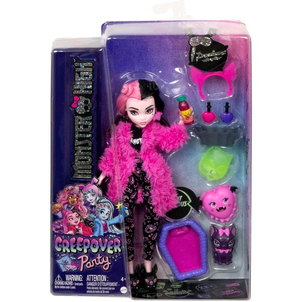 Monster High Draculaura avec accessoires Pyjamaparty et peluche chauve-souris Count Fabulous