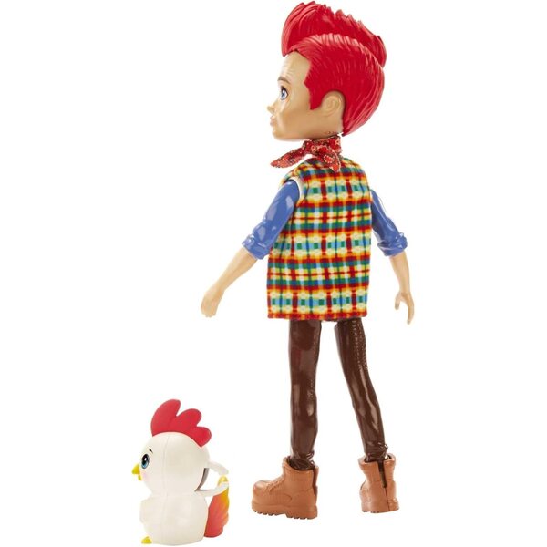 Enchantimals Redward Rooster Puppe con amico Cluck, 15 cm, Set completo con abbigliamento fattoria