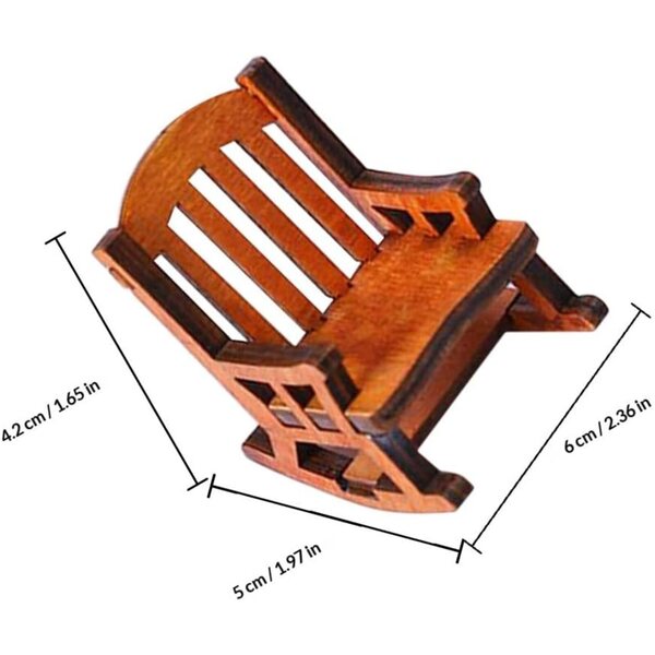 Set 2 Sedie a Dondolo in Miniatura in Legno Marrone per Case delle Bambole