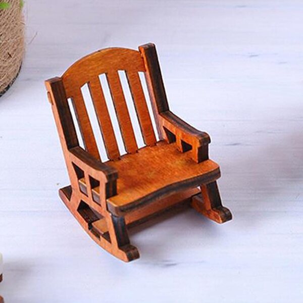 Set 2 Sedie a Dondolo in Miniatura in Legno Marrone per Case delle Bambole
