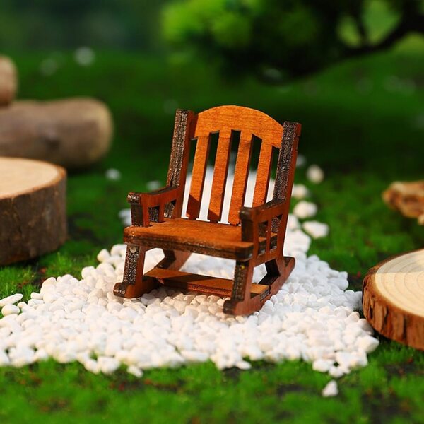Set 2 Sedie a Dondolo in Miniatura in Legno Marrone per Case delle Bambole