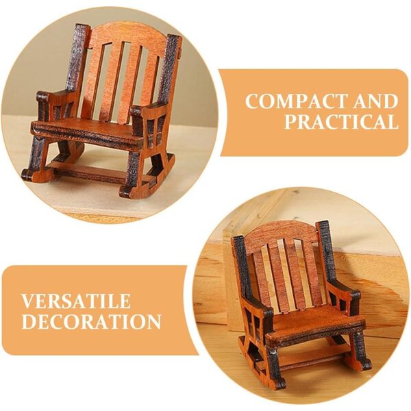 Set 2 Sedie a Dondolo in Miniatura in Legno Marrone per Case delle Bambole