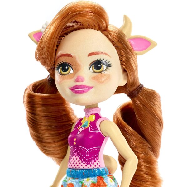 Enchantimals FXM77 Cailey Cow & Curdle – Puppe und Tierfreund 15 cm