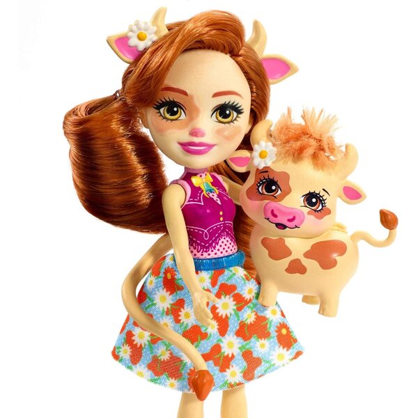 Enchantimals FXM77 Cailey Cow & Curdle – Puppe und Tierfreund 15 cm