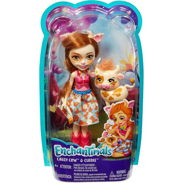 Enchantimals FXM77 Cailey Cow & Curdle – Puppe und Tierfreund 15 cm