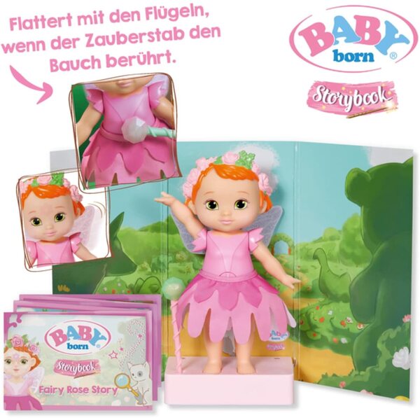 BABY born Märchenbuch Fee Rose 18 cm mit beweglichen Flügeln, Tattoo und Bildband