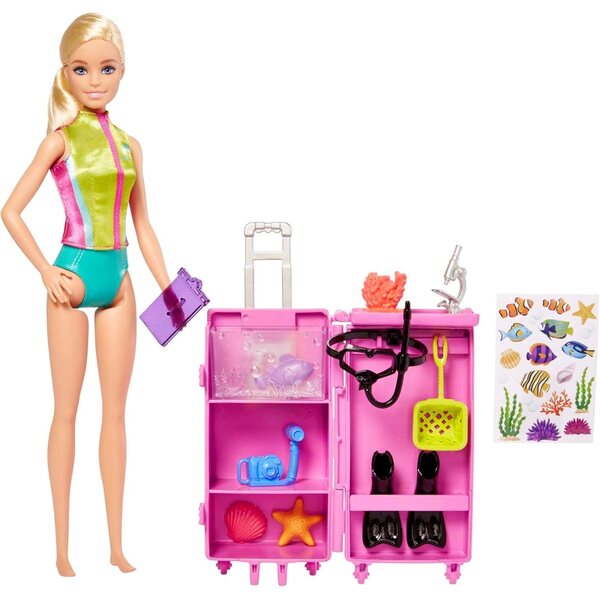 Barbie Meeresbiologin mit Delfin und Zubehör – Lernspiel für Kinder ab 3 Jahren