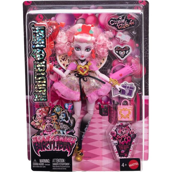 Monster High Cupid Asteria Scary Sweet Birthday con Accessori e Vestito da Festa